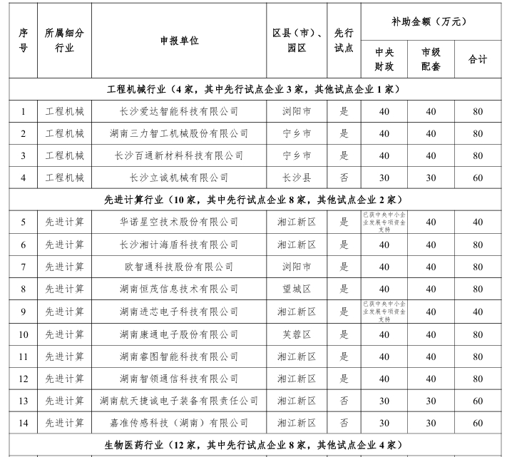 【項目公示】關于長沙市中小企業數字化轉型城市試點首批試點補助項目的公示